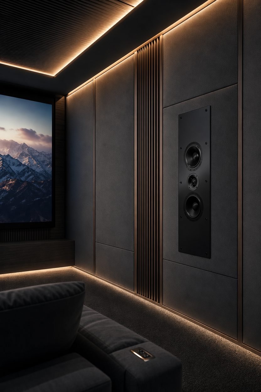 In-wall speaker in a private home theater