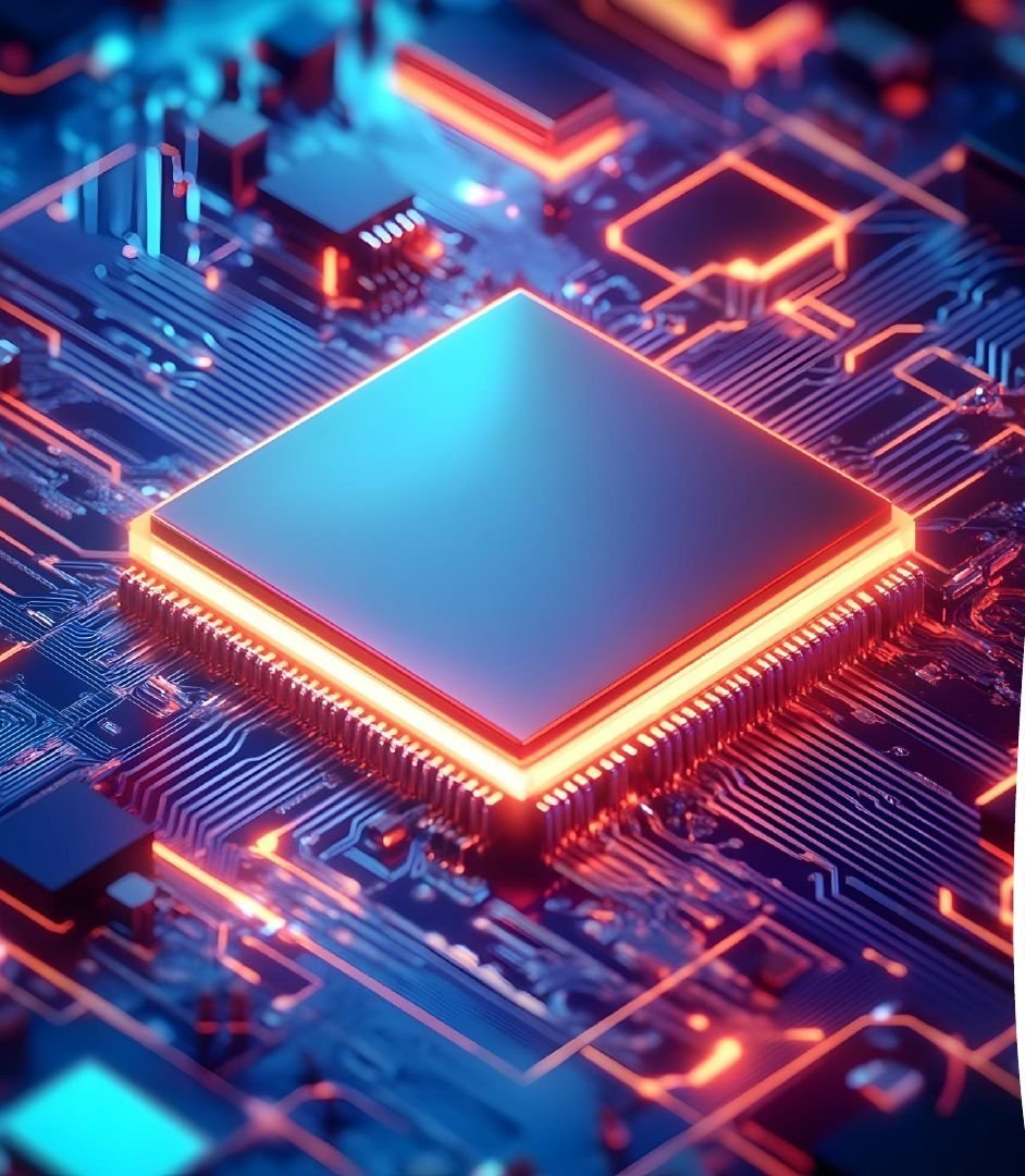 Glowing GaN semiconductor chip