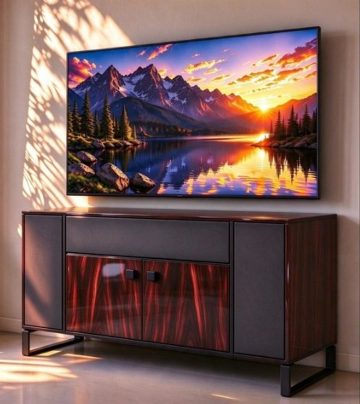 TV credenza with rosewood doors