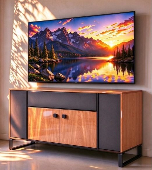 TV credenza in light natural wood