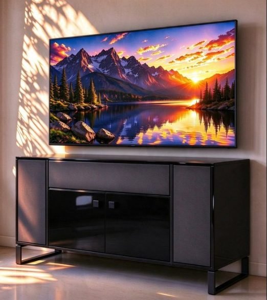 TV credenza in high-gloss black