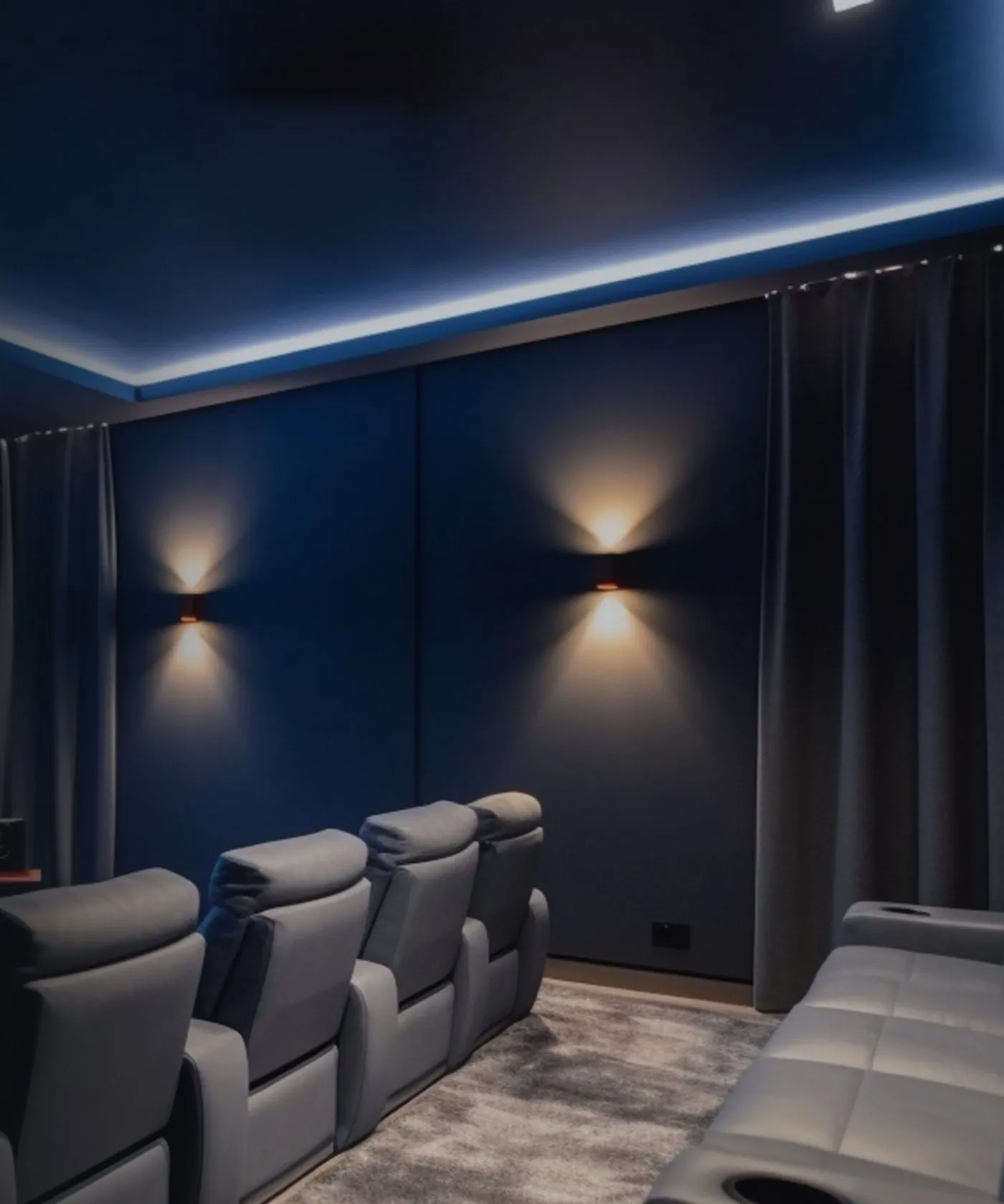 Private home cinema with recliners