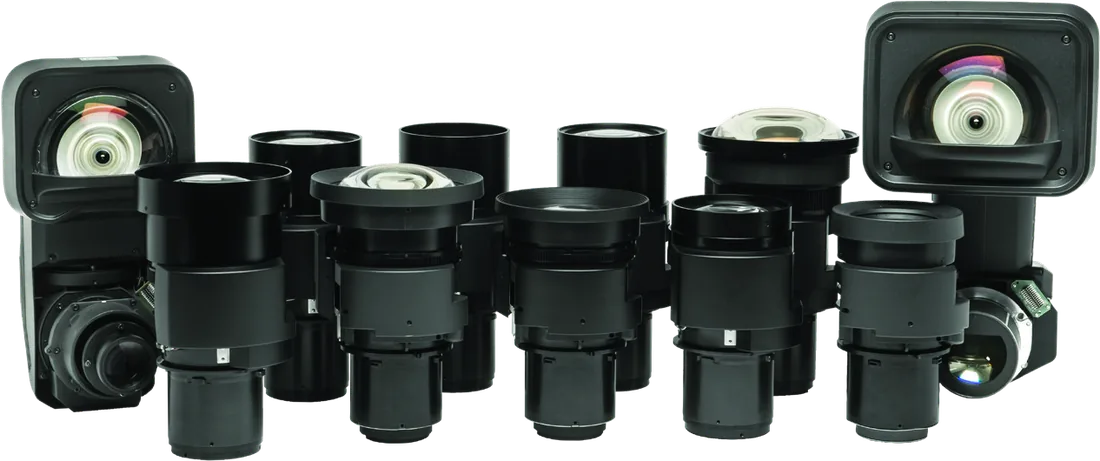 The range of Epson interchangeable motorized lenses for QL-Series projectors