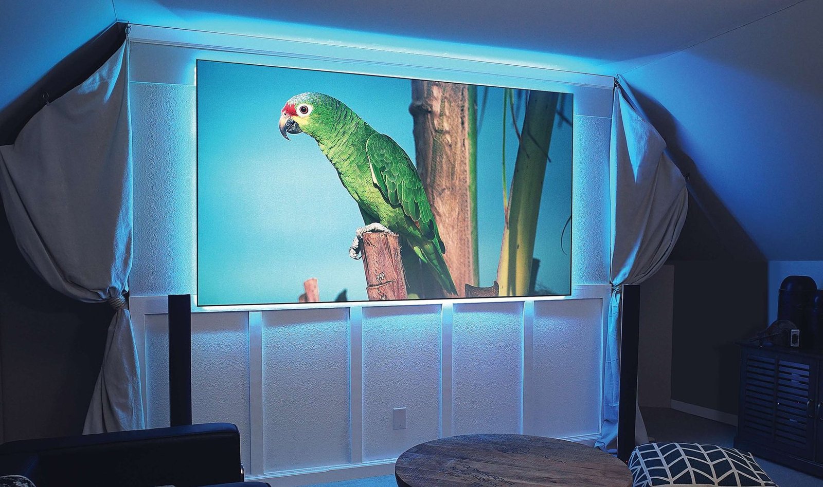 Polar Star eFinity screen installed in a home theater