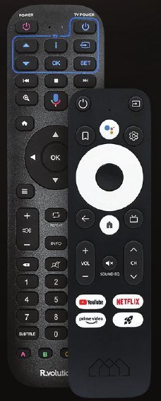 The two PlayerPro 8K TV remote controls