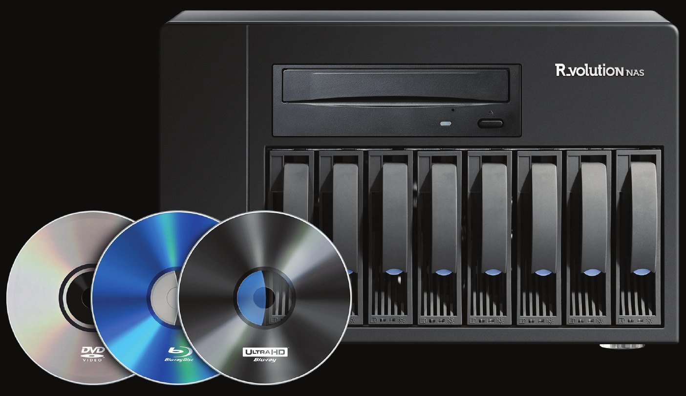 R_volution NAS with DVD, Blu-ray and 4K UHD Blu-ray discs
